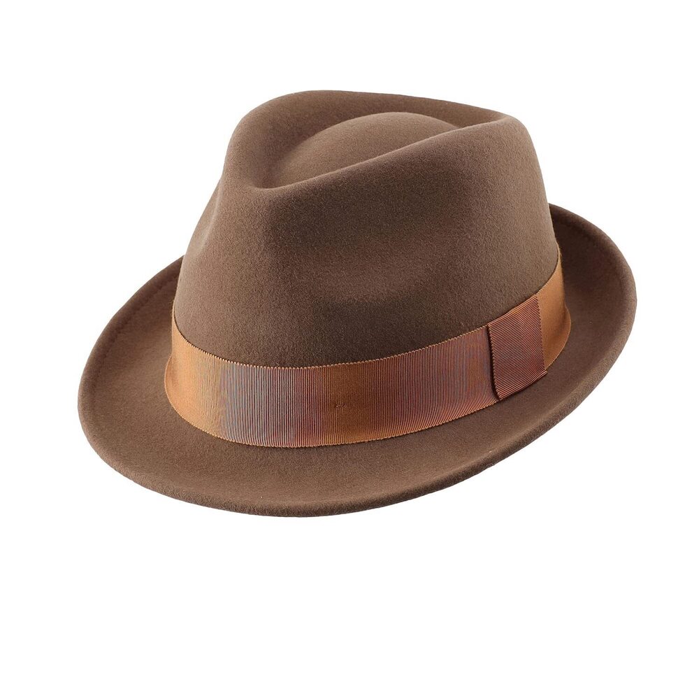 9203 Wool Felt Winter Hat Short Brim Fedora Hat Tan Medium 7 1/8 57cm